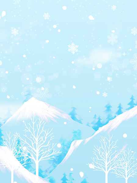 蓝色 梦幻 雪山 下雪 风景