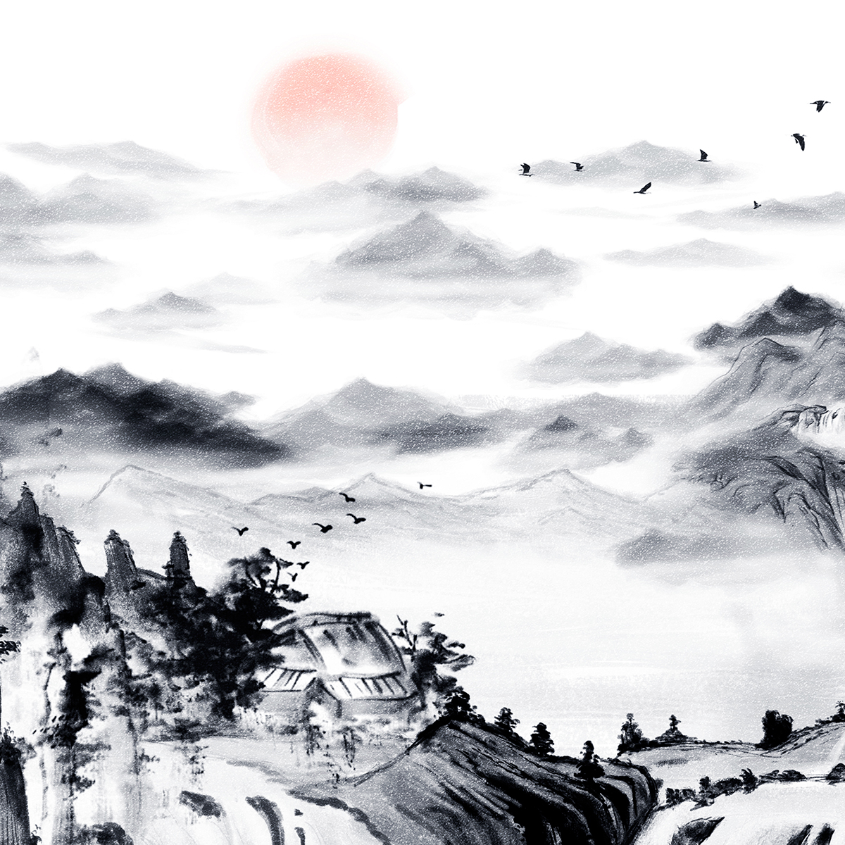 水墨 插画 中国风 插图