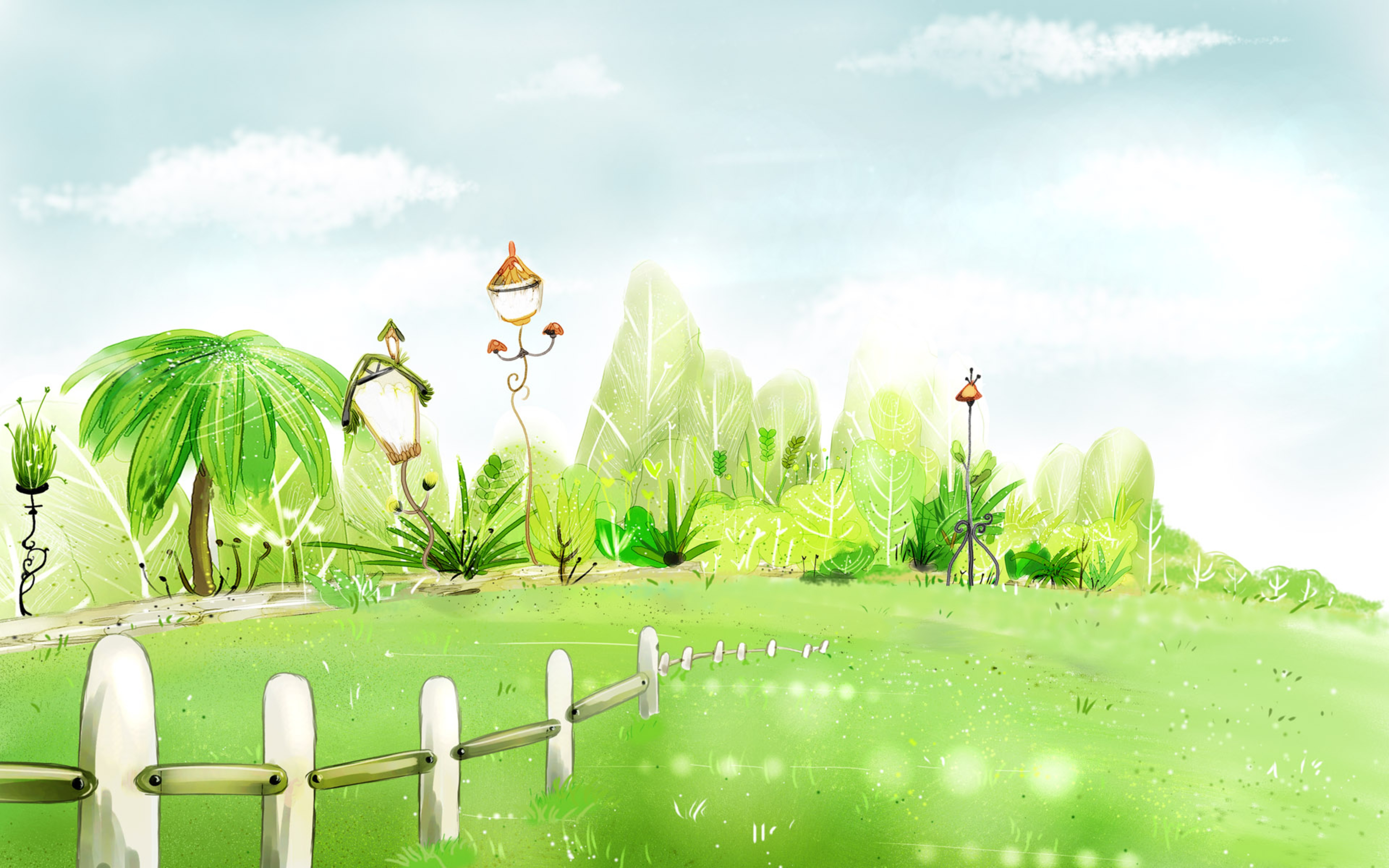 风景 小清新 插画 卡通