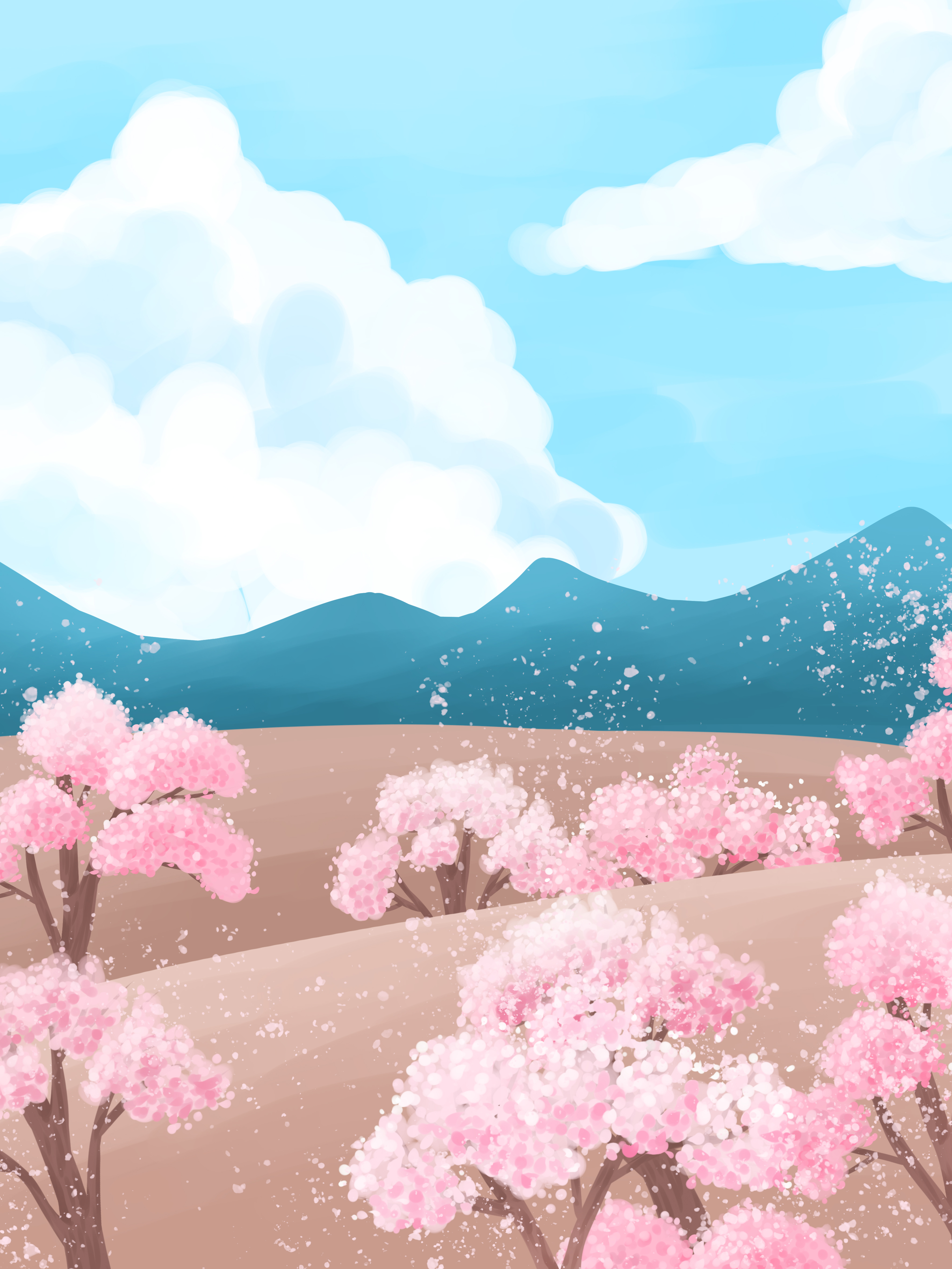 卡通 樱花 风景 插画