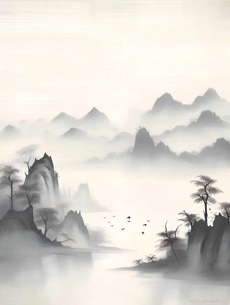 中国风 古风 水墨画 山水 风景