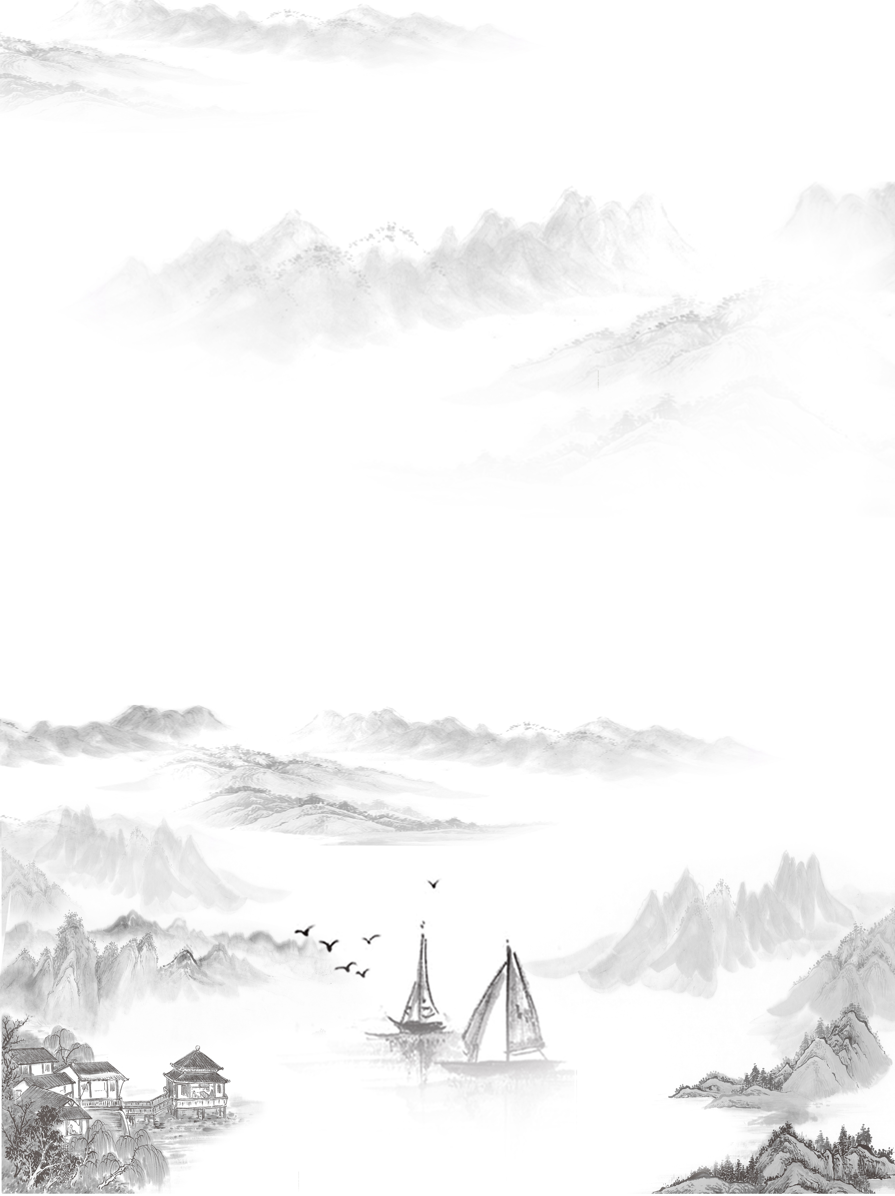 中国风 古风 水墨画 山水 风景