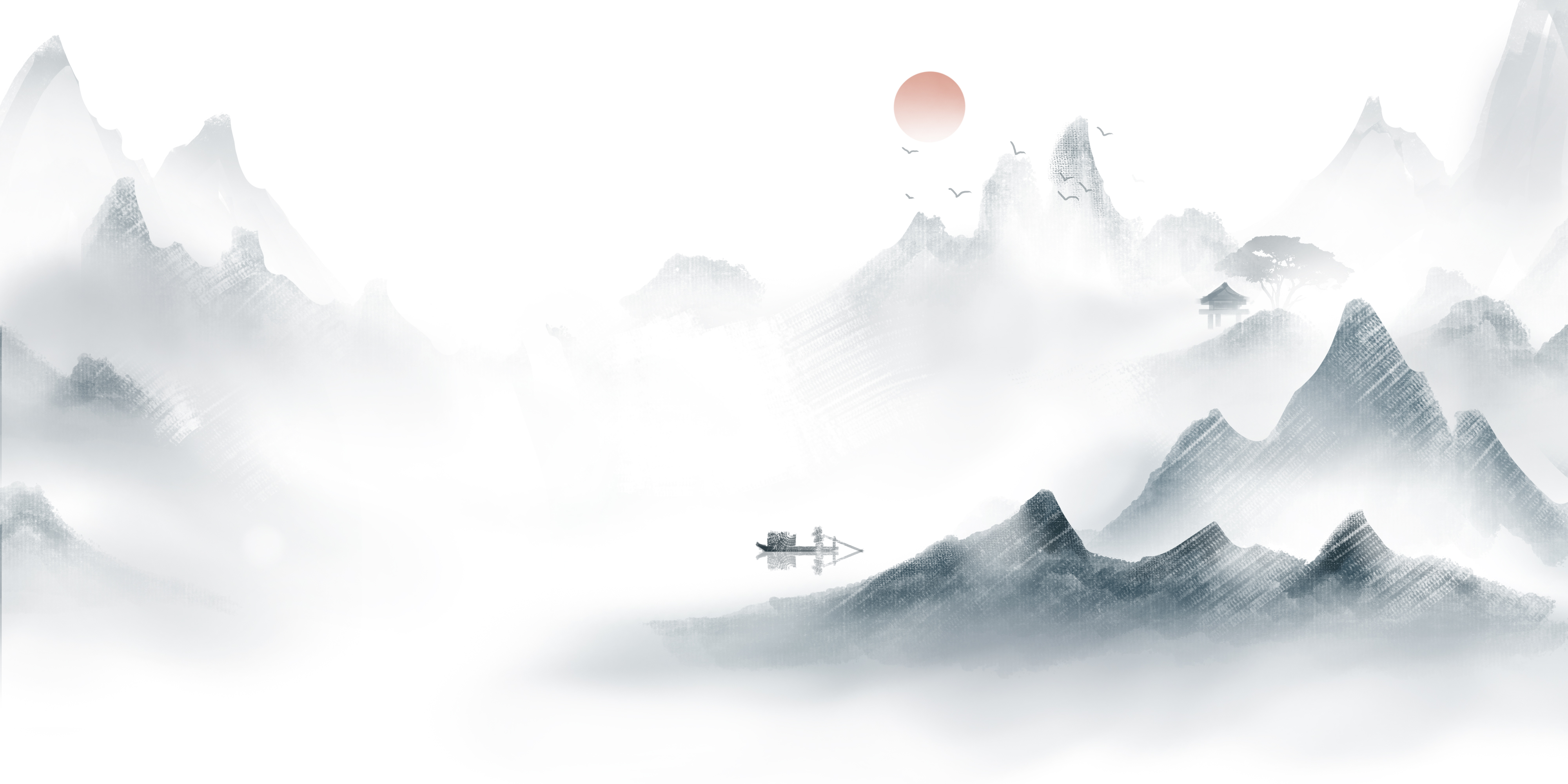 简约 中国风 水墨 山水 风景