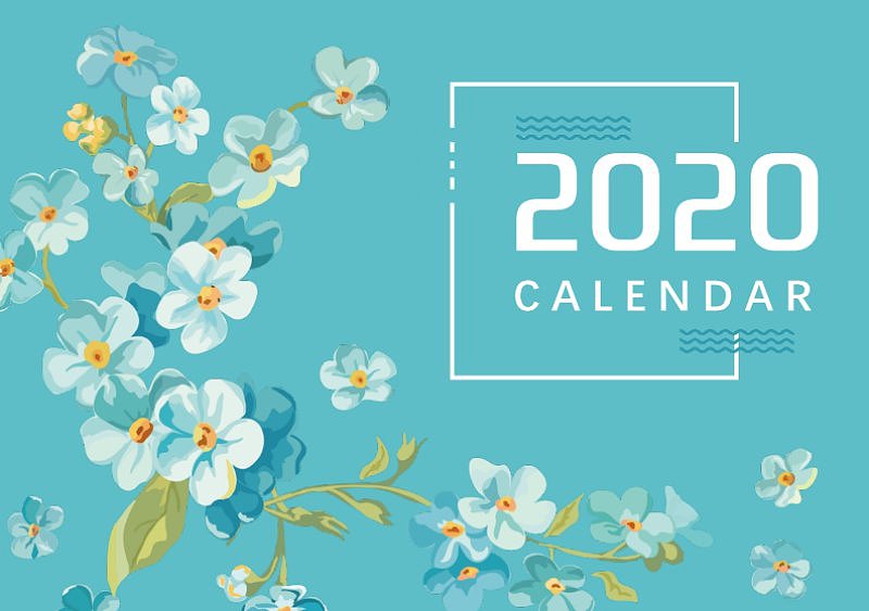 小清新蓝色2020年台历