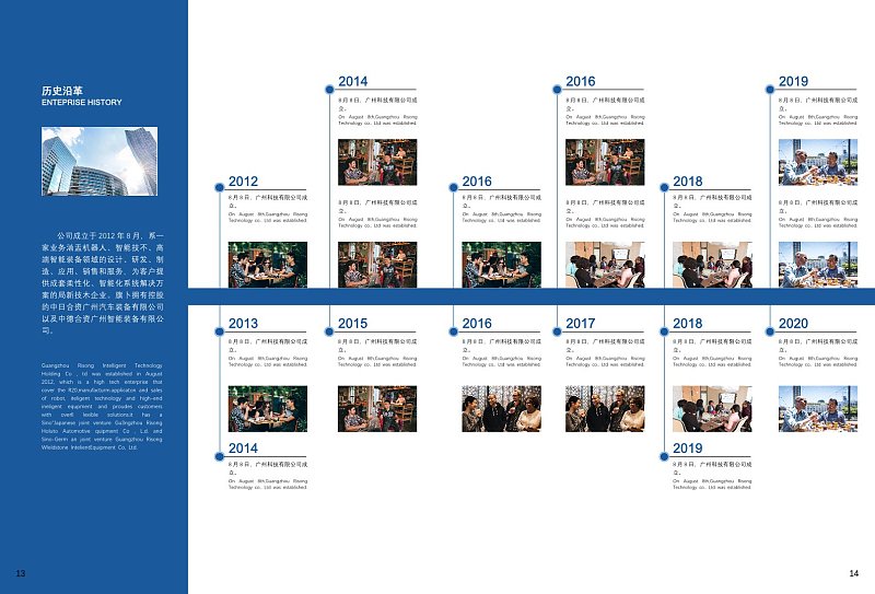 蓝色企业通用宣传画册企业发展历程