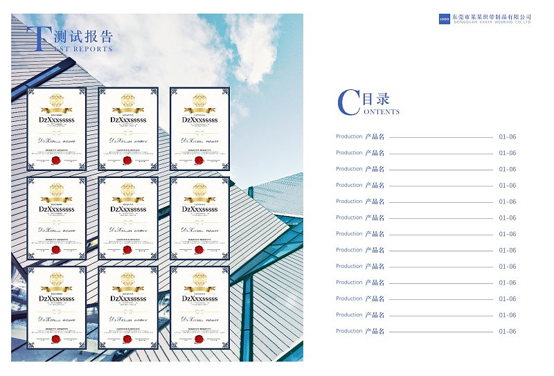 通用宣传画册企业荣誉目录页