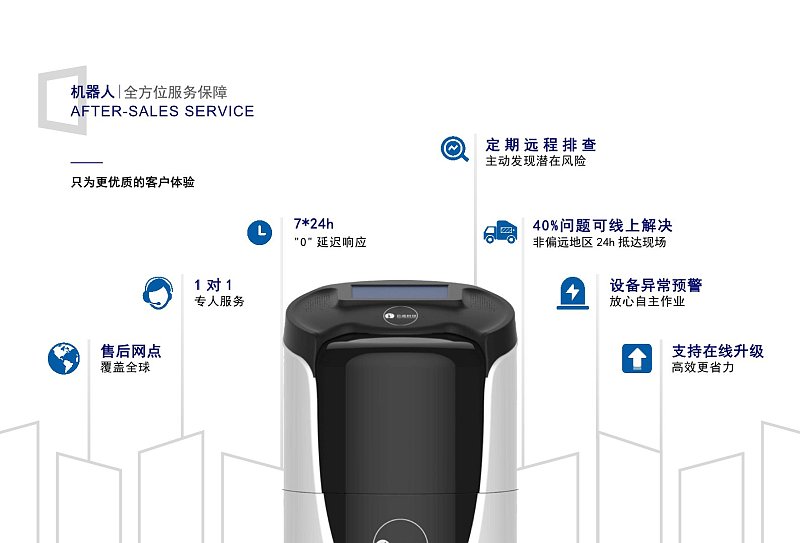蓝色科技清洁机器人产品展示企业服务